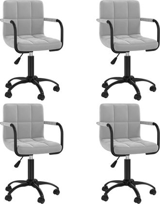 vidaXL Sillas De Comedor Giratorias 4 Uds De Terciopelo Gris Claro Vidaxl