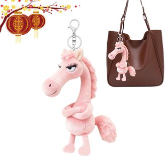 Generic 2026 Year of the Horse Plush Ornament, Mascot Horse Doll Plush Toy. Cute Horses Keychain for Women, Horses Keyring Purse Pendant, Animal Bag Backpack 