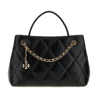 Tory Burch Small Fleming Carryall - Dames - Tassen - Zwart - Maat: ONE Size Katoen