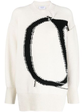 Off-white Trui met intarsia logo - Wit