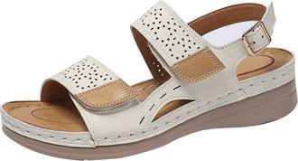 Generic Summer Sandals Womens Comfortable Dress Flat Open Toe Single Strap Casual Summer Walking Ladies Sandles (White, 4.5)