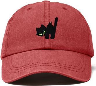 Dalix Blink Black Cat Dad Cap in Washed Red at Nordstrom
