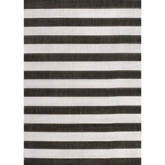 Jonathan Y Designs Negril Two-Tone Wide Stripe Indoor/Outdoor Area Rug in Black/cream at Nordstrom, Size 5Ft 0In X 8Ft 0In