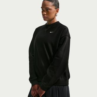 Nike Womens Studio Fleece Heavyweight Oversized Crew in Black | IO2103-001