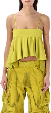 The Attico Lemon Ruffle Crop Top