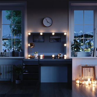 Vicco Juego De Tocador Sherry, Negro, 120 Cm Con Iluminaci&oacute;n Led