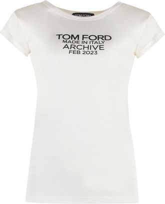Tom Ford White Graphic Crew Neck T-Shirt