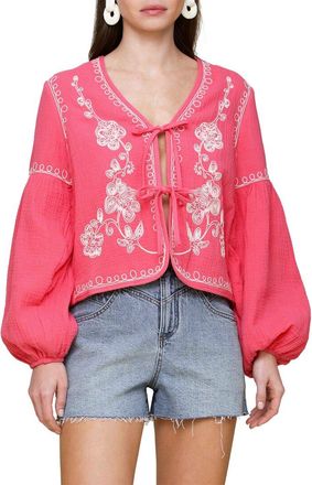 Avec Les Filles Embroidered Peplum Jacket
