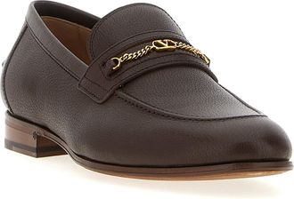 Valentino Garavani Mens Brown Goatskin Slip-On Loafers