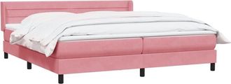 vidaXL Cama Box Spring Con Colch&oacute;n Terciopelo Rosa 180x210 Cm Vidaxl