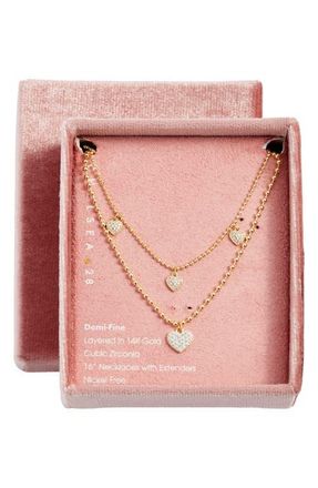 Chelsea28 Set of 2 Cubic Zirconia Necklaces in Clear- Gold at Nordstrom