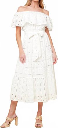Flying Tomato Dominica Eyelet Midi Dress In White