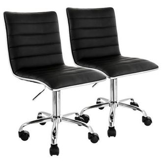 Elama 2 Piece Adjustable Faux Leather Rolling Office Chair in Black at Nordstrom