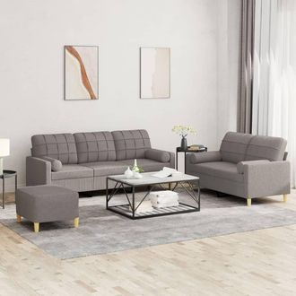 vidaXL Vidaxl - Juego De Sof&aacute;s Con Cojines 3 Piezas Tela Gris Taupe