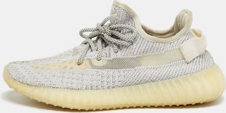adidas White/Grey Knit Fabric Boost 350 V2 Static Reflective Sneakers Size 38 2/3