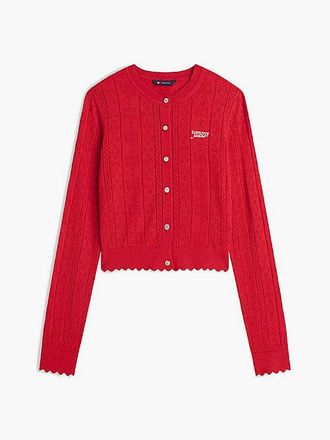 Tommy Hilfiger C&aacute;rdigan de punto Pointelle y corte slim con logo