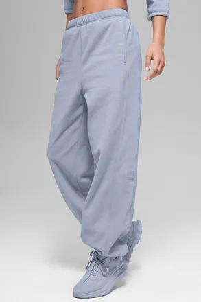 Alo | Polar Fleece High-Waist Retreat Jogger Pants in Winter Frost Blue, Size: Medium