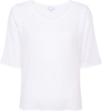 agnès b. Solaine V-neck cotton T-shirt - women - Cotton - 36 - White