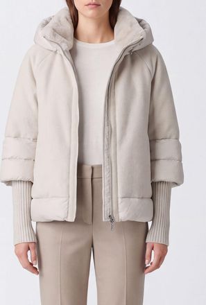 Moorer Piumino corto in lana e cashmere con cappuccio