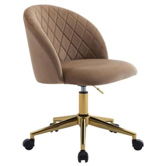 Vente-Unique Sedia da ufficio Velluto Beige e Dorato Altezza regolabile - PORIANI