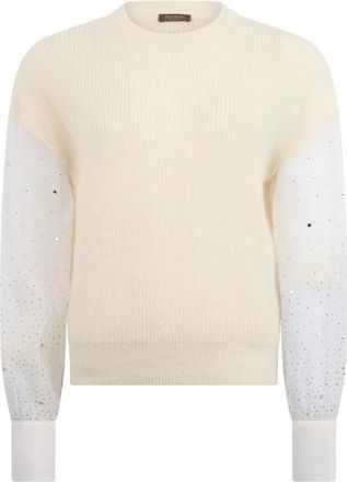 PESERICO Rondgebreide trui - Dames - Ronde hals truien - Beige - 3XL - Wol - Truien & Vesten