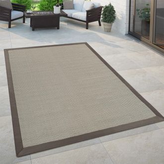 Paco Home Paco Home - Alfombra De Tejido Plano Interior Y Exterior Moderno Aspecto Natural Monocolor Beige 120x170 Cm