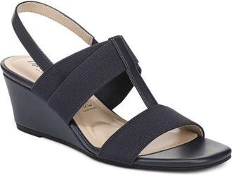Life Stride Sweet Slingback Wedge Sandal in Lux Navy at Nordstrom, Size 7.5