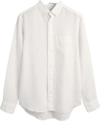 GANT Linnen Casual Overhemd - Heren - Casual Overhemden - Wit - 3XL - Linnen - Overhemden