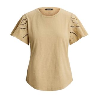 Ralph Lauren T-Shirts, female, Beige, Size: XS Knit Pullover-Indie Ctn Slub Jrsy