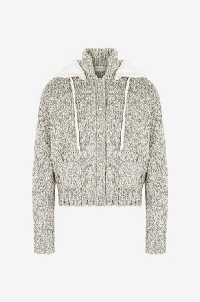 Moncler Melierter Boxy-Cardigan aus Baumwolle mit Kapuze