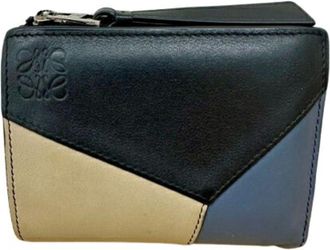 Loewe Beige Black Navy Leather Wallet (Bi-Fold) (Pre-Owned)