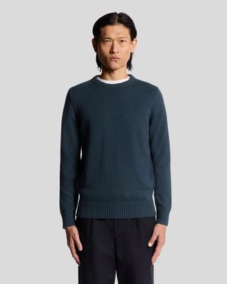 Lyle & Scott Mens Wool Blend Crew Neck Jumper - Black Cotton - Size X-Large
