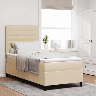 vidaXL Cama Tipo Box Spring Con Colch&oacute;n Crema 100 X 200 Cm Tela Vidaxl