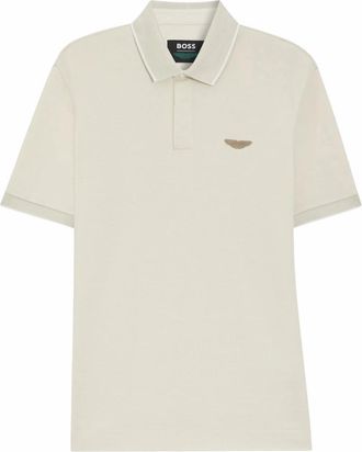 HUGO BOSS Off White Solid Shirt Collar Polo
