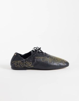 Bronx Jazz-ette - Ballerine stringate nere con borchie-Nero