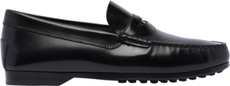 Tod's Zwarte platte schoenen - Heren - Loafers - Zwart - 41 1/2 EU - Leer - Schoenen
