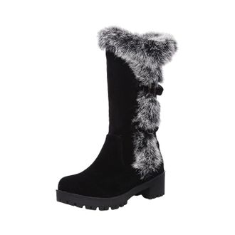Generic Women Winter Snow Boots Warm Mid Calf Boots Anti-Slip Comfortable Lightweight Platform Down Cotton Shoes (3.5)