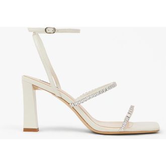 Mi-Mai Nidal Rhinestone Detail Heeled Sandals in White at Nordstrom, Size 10