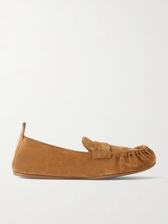 Acne Studios Mocassini In Camoscio Effetto Consumato - Marrone