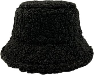 Generic Winter Faux Fur Fuzzy Bucket Hats for Festivals Teddy Fleece Sports Hats Warm Winter Outdoor Travel Festival Gift Fisherman Hat Lightweight Outdoor Dr