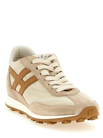 Hogan Suede and Nylon Colourblock Sneaker - Cream