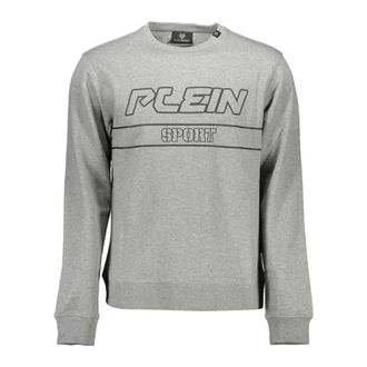 Plein Sport Sweatshirts, male, Gray, Size: 2XL Grey Long Sleeve Sweatshirt with Print