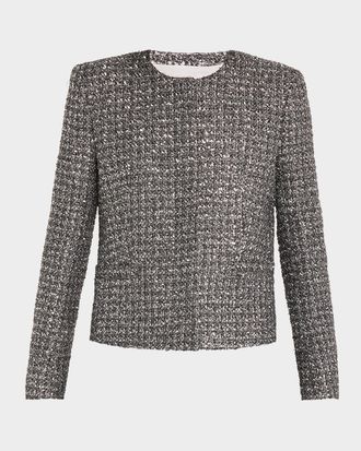 Maria McManus Metallic Paillette Tweed Shrunken Jacket