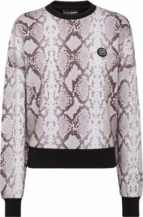Plein Sport Cropped Sweatshirt - Dames - Sportshirts - Grijs - XS - Katoen - Fitness