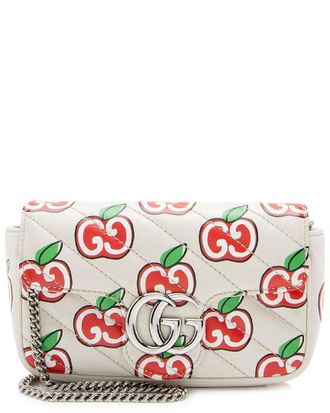 Gucci Red Matelasse Leather Apple Gg Marmont Mini Flap Bag (Authentic Pre- Loved)