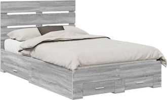 vidaXL Estructura De Cama Con Caj&oacute;n Gris Sonoma 120 X 190 Cm Vidaxl