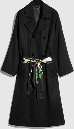 Gucci Wool Cashmere Coat With Foulard, Black