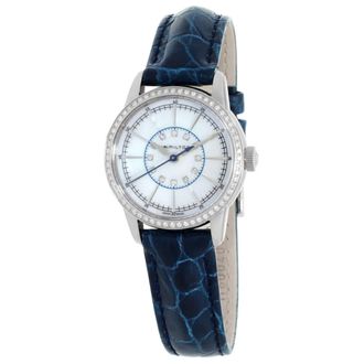 Hamilton Railroad White Mother Of Pearl Dial Blue Leather Ladies Watch H40391691
