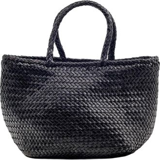 Dragon Diffusion Grace Basket Small Black Woven Buffalo Leather Tote Bag