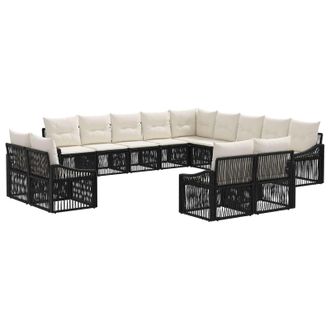 vidaXL Conjunto De Sof&aacute;s De Jard&iacute;n 13 Pcs Negro Rat&aacute;n Sint&eacute;tico Vidaxl